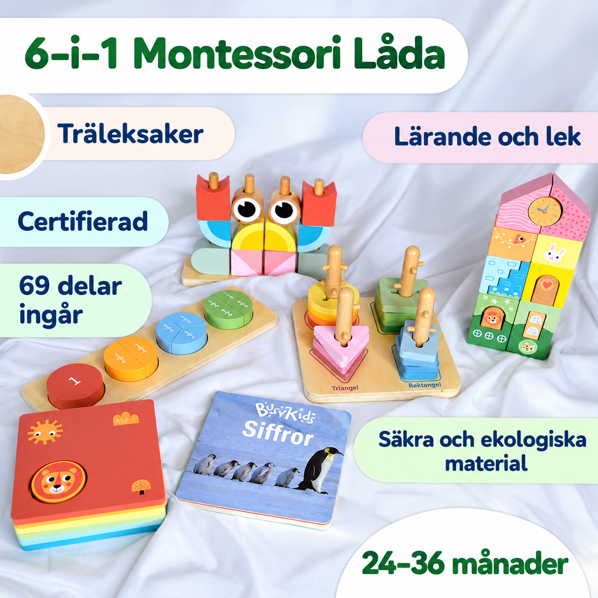 Montessori Leklåda För 24–36 Månader (6 Leksaker)