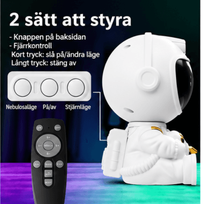 Astronaut Stjärnprojektor – LED-nattlampa med Galax och Stjärnhimmel
