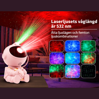 Astronaut Stjärnprojektor – LED-nattlampa med Galax och Stjärnhimmel
