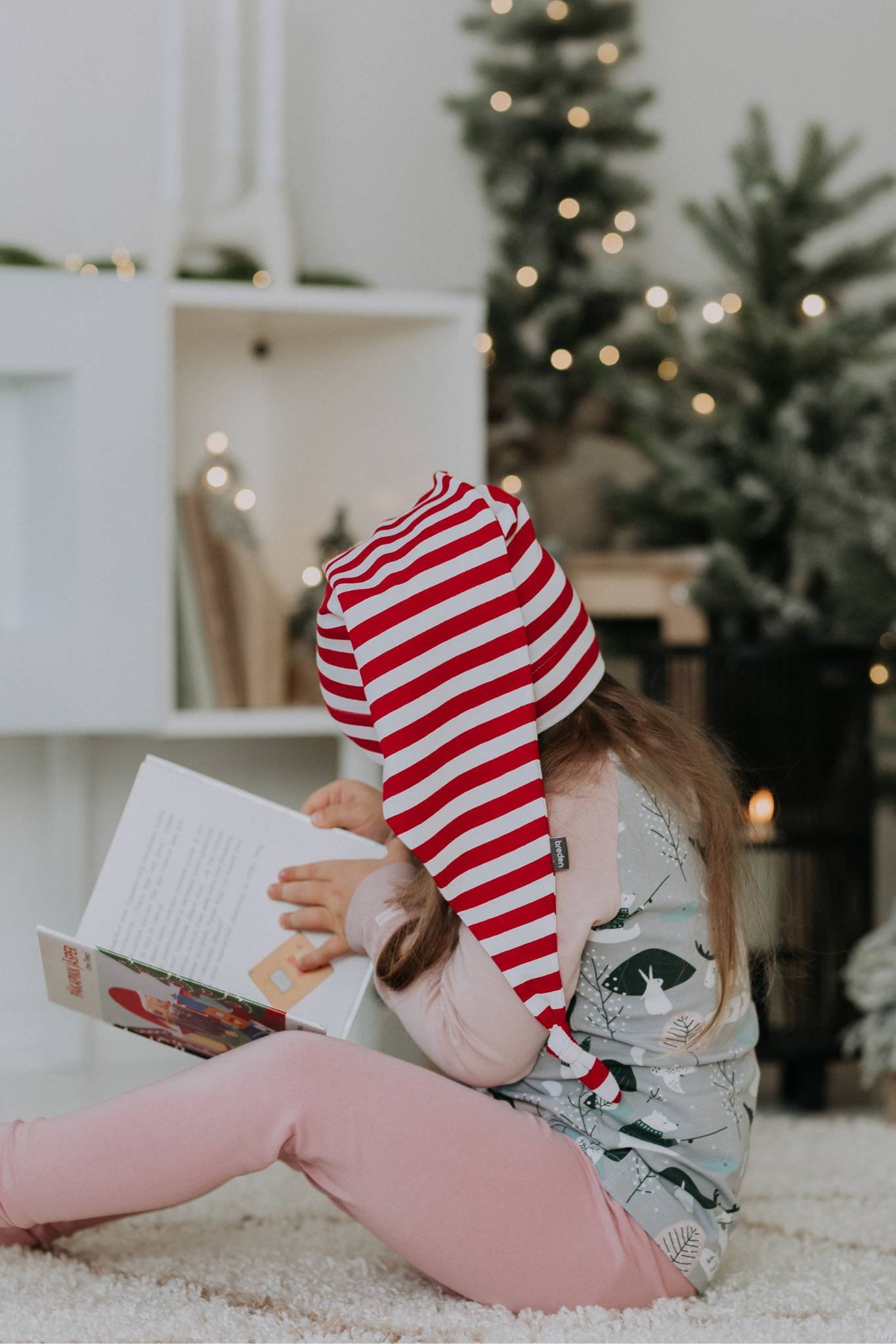 Röd & Vit Randig Nissemössa för Barn - EU tillverkad