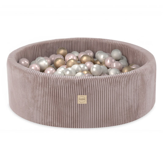 Rund Beige Manchester Bollhav Med 200 Bollar - Pärla/Rosa/Guld, 90x30cm