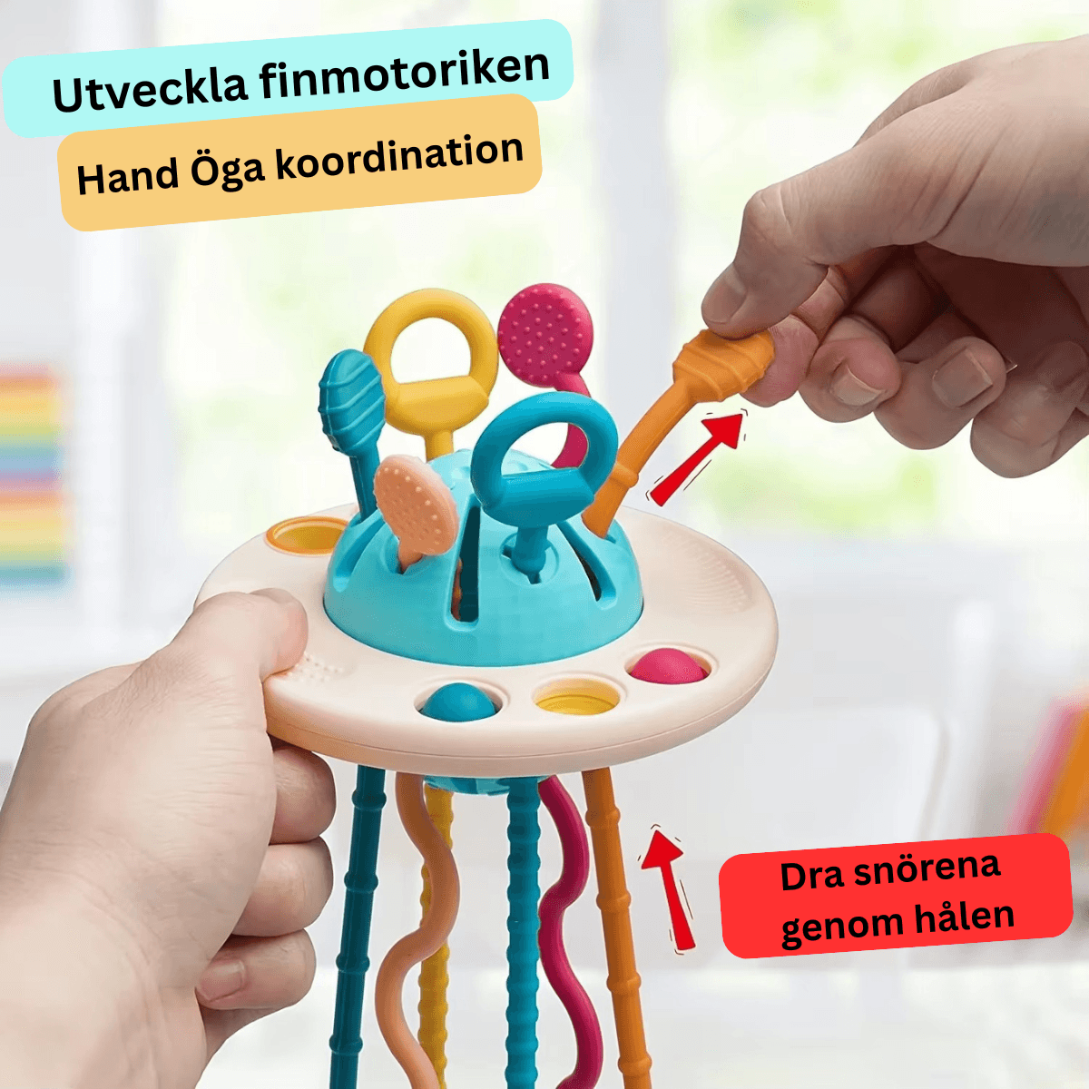 UFO Silikon Dragleksak - Sensorisk aktivitetsleksak & Tygpåse