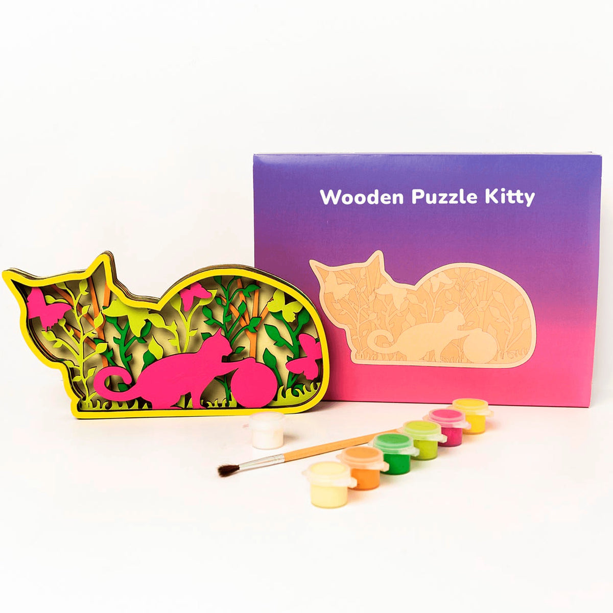 BusyKids Kitty Wooden Puzzle Painting Kit