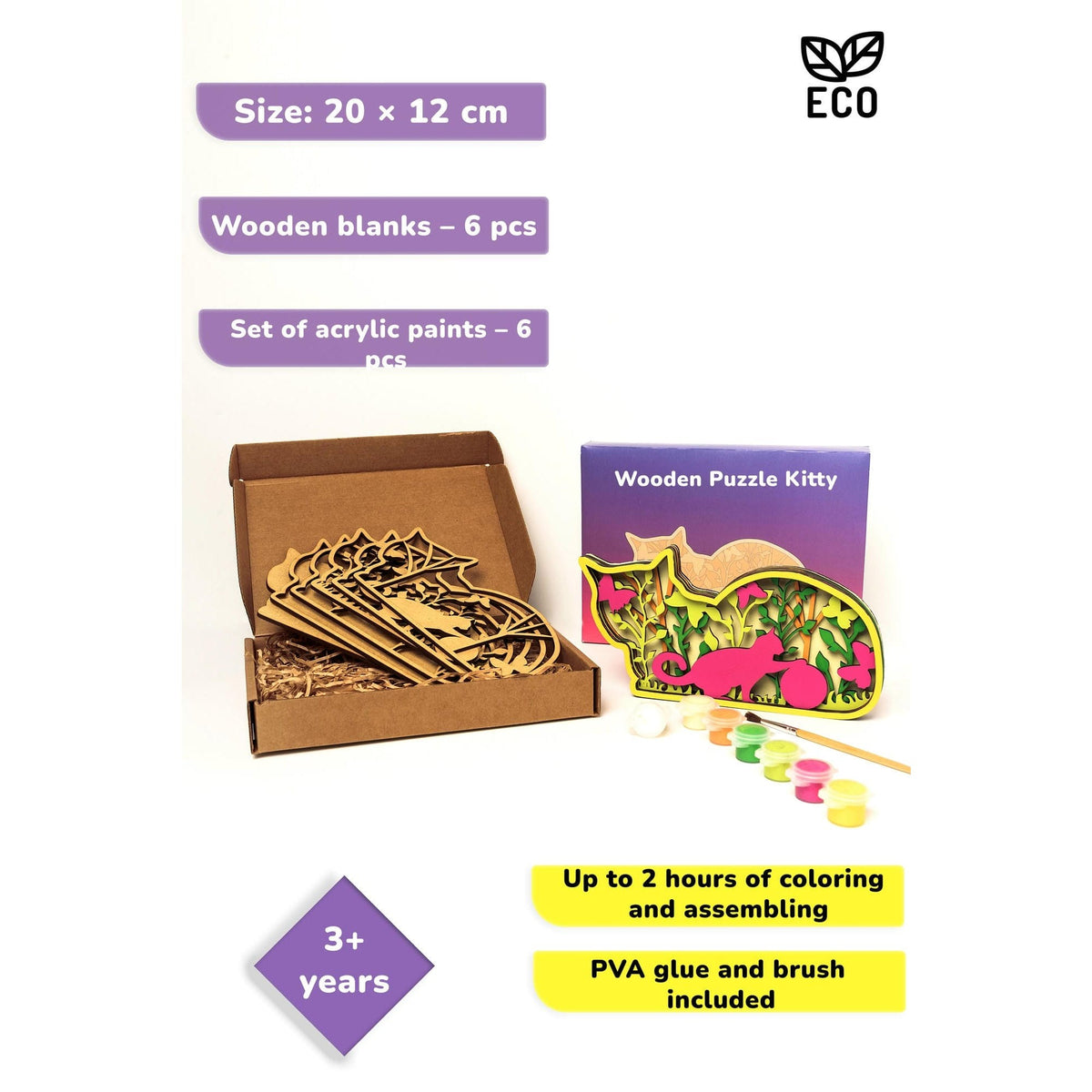 BusyKids Kitty Wooden Puzzle Painting Kit