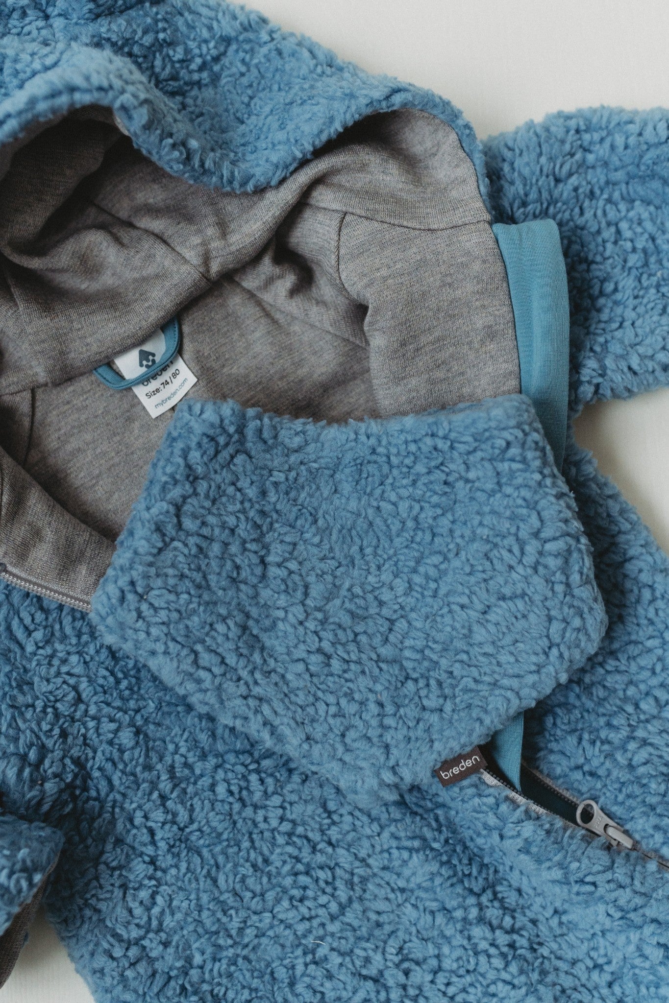 Blå Merino Ull & Bomull Babyhalsduk - Teddytyg