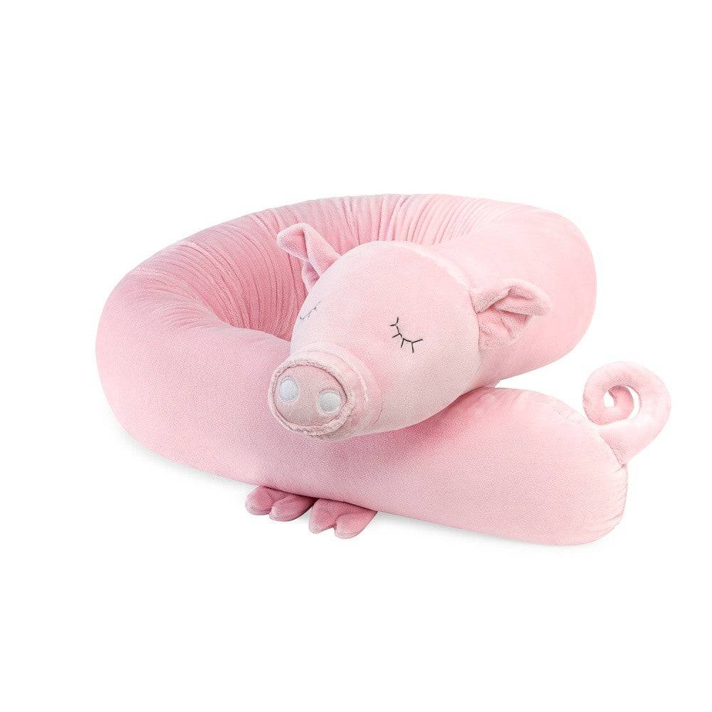 Handgjord Gris Gosedjur & Spjälskydd – 200cm, Rosa Sammet