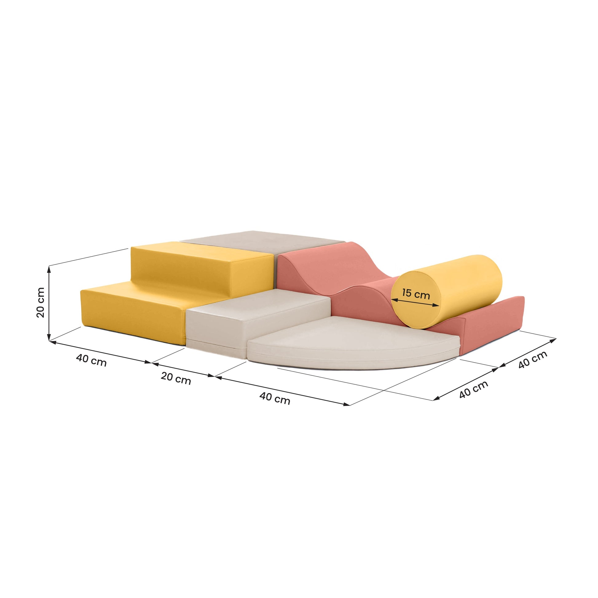 Stora Skum Byggklossar (6 olika delar) -  Aprikos, Gul & Beige Eko-Läder