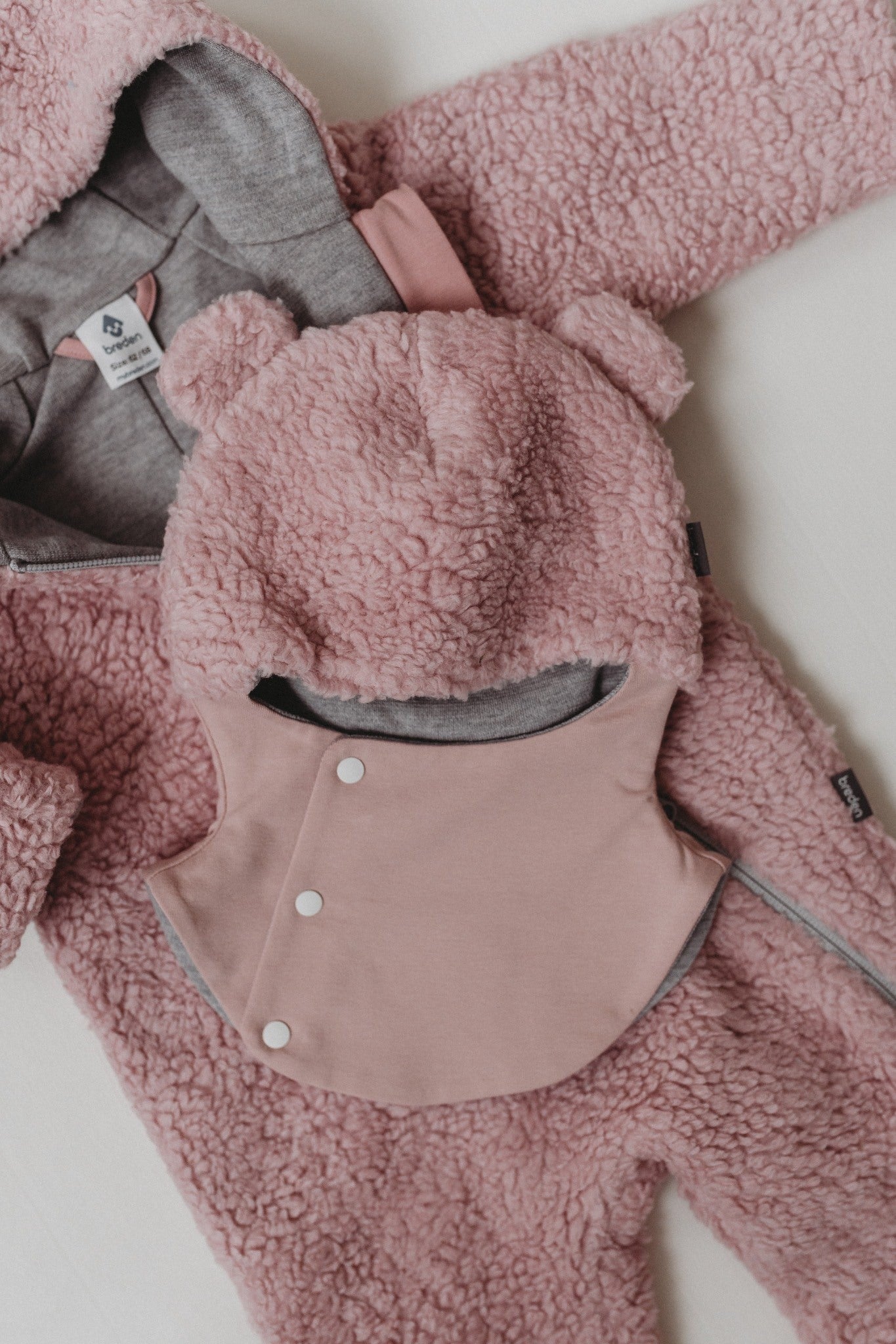 Rosa Merino Ull Fodrad Baby Balaklava - Tillverkad i EU