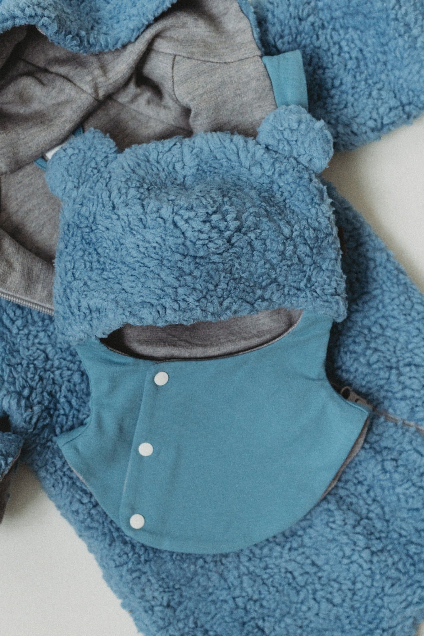 Blå Merino Ull Fodrad Baby Balaklava - Tillverkad i EU