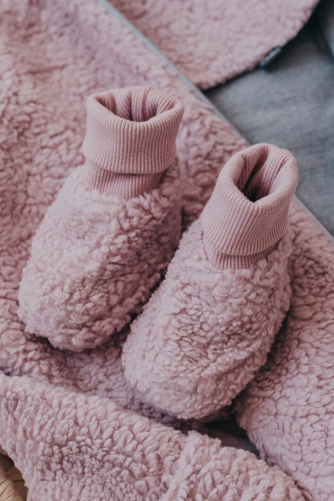 Rosa Merino Ull Fodrade Babytofflor / Tossor - Tillverkad i EU