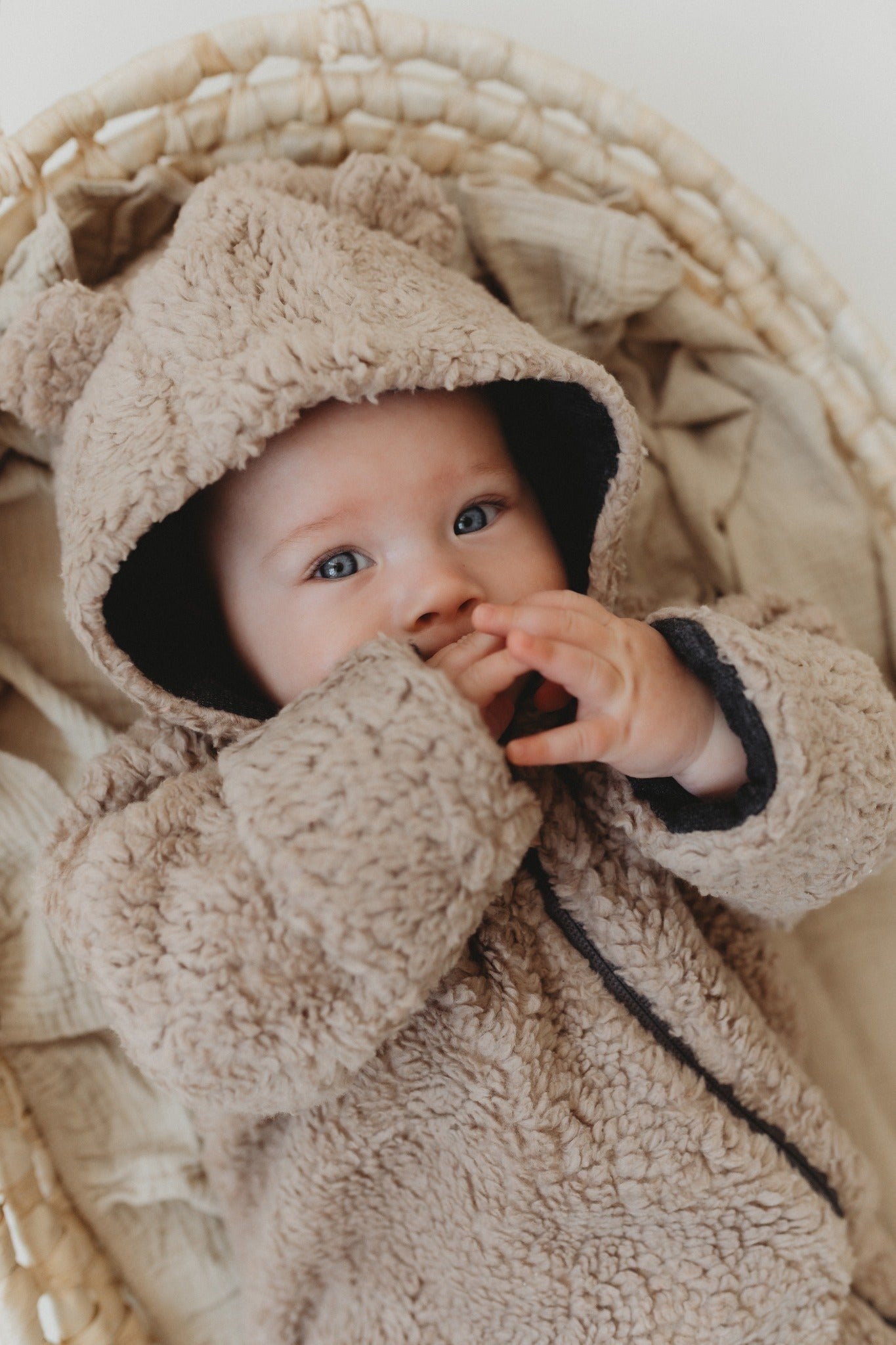 Beige Merino Ull Fodrad Babyoverall Teddy - Gratis Frakt