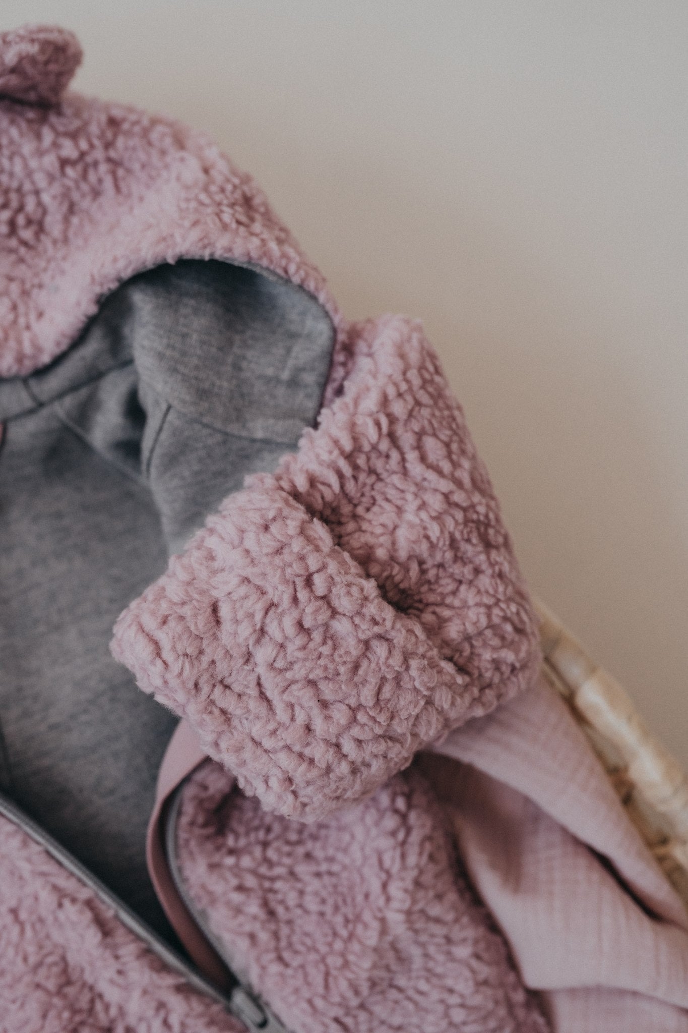 Rosa Merino Ull Fodrad Babyoverall Teddy - Gratis Frakt