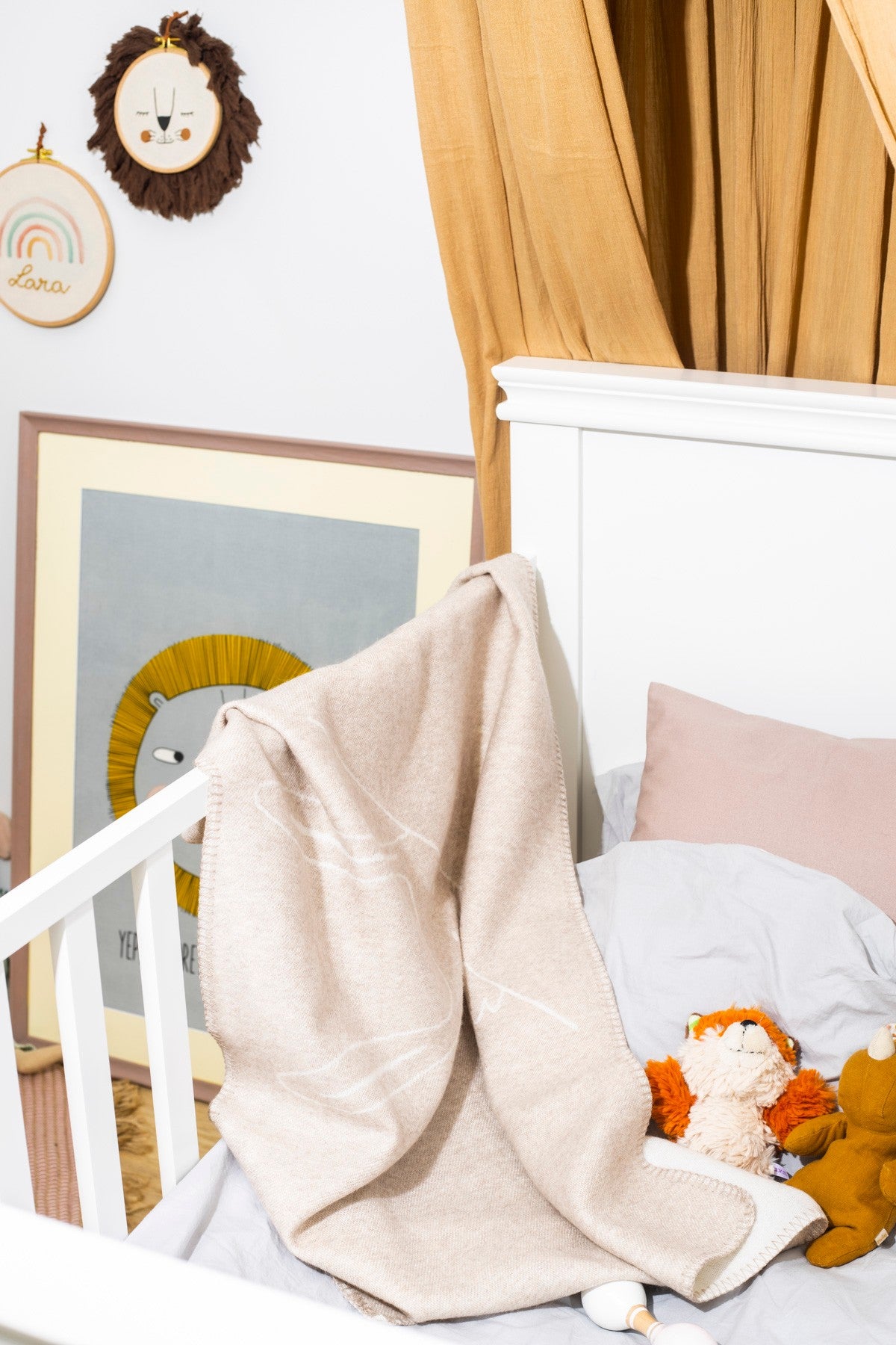 Beige Babyfilt i Merinoull – Kanin