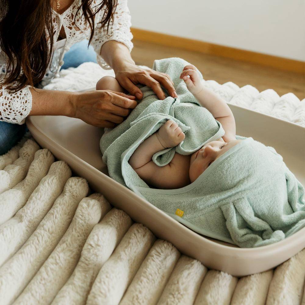 Mintgrön Badhandduk för Baby med Huva och Kaninöron – 75 × 75 cm