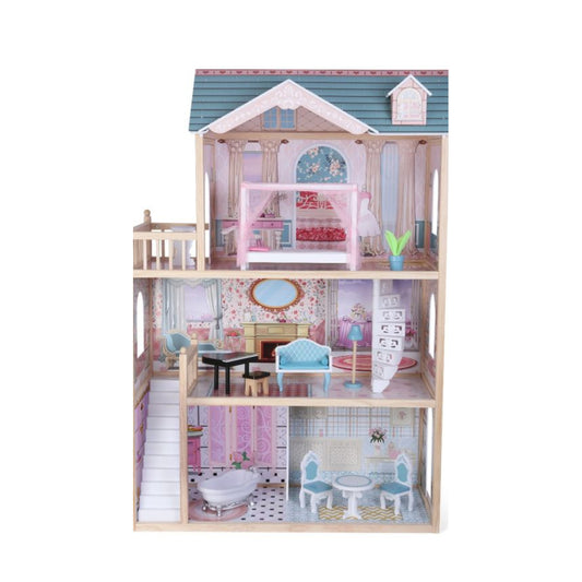 Rosa Trädockhus med LED-Belysning & Möbler - Gerardos's Toys