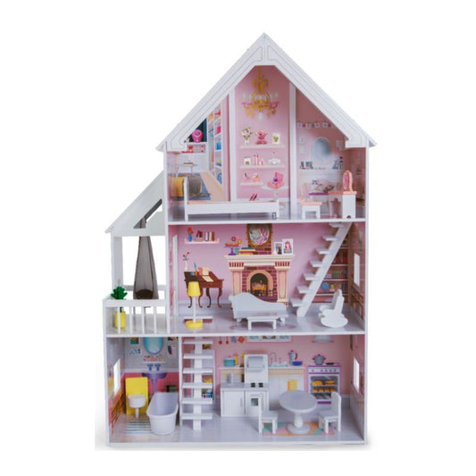 Vit Trädockhus med LED-Belysning & Möbler - Gerardos's Toys